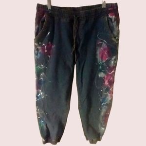 THRILL Women's Size 1X Relax‎ Pull Up Pants Art Paint Tapered Jeans Art To Wear